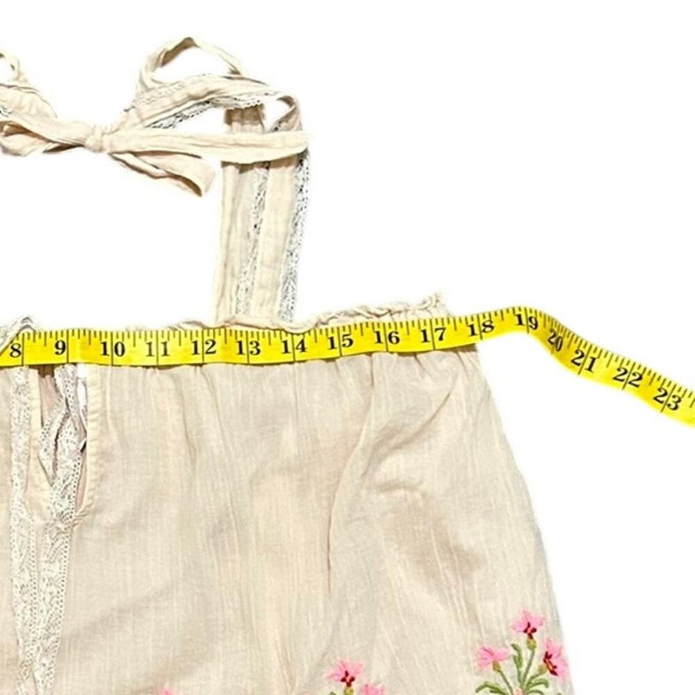Free People Light Pink Floral Embroidered Halter Top Women's Medium - Picture 7 of 11